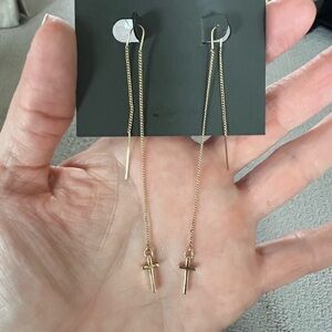 All Saints threader cross earrings